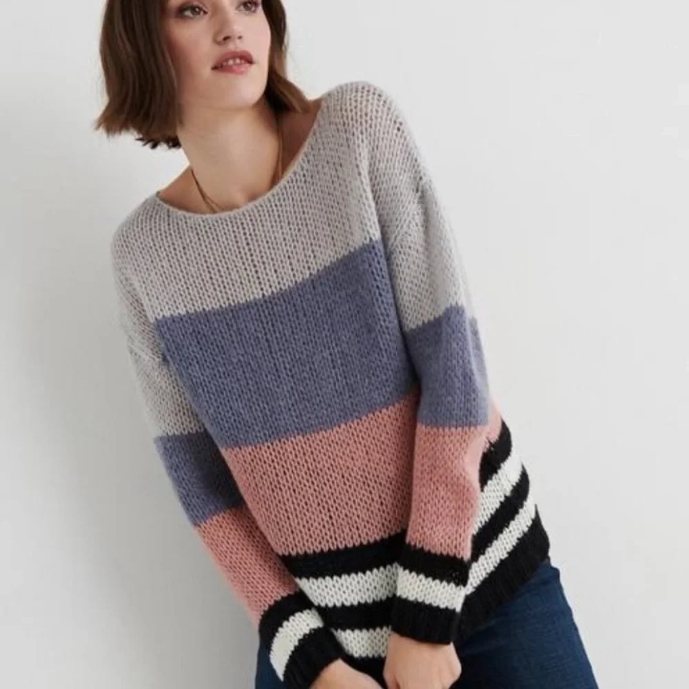 Lucky Brand Colorblock Knit Weave Sweater M